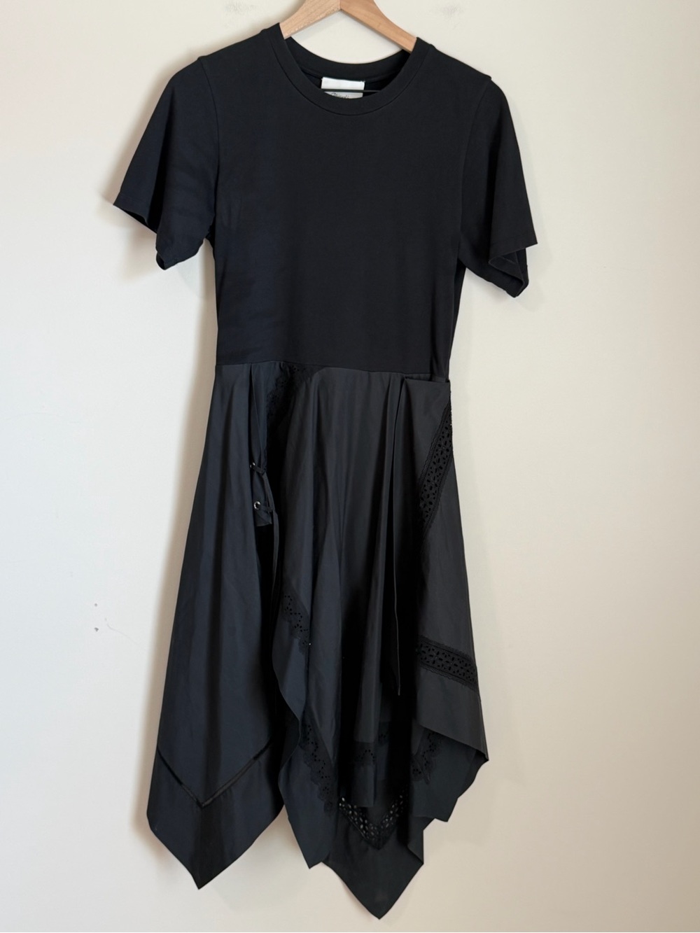 3.1 Philip Lace Drape Dress Asymmetric Witchy Whimsical T Shirt Dress Size 2